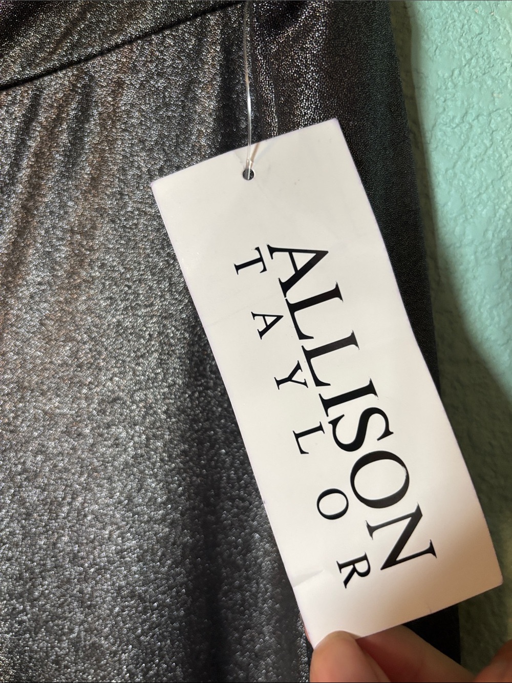 Allison Taylor Metallic Black Silver Wide Leg Pants Women’s Large NWT - Picture 4 of 5